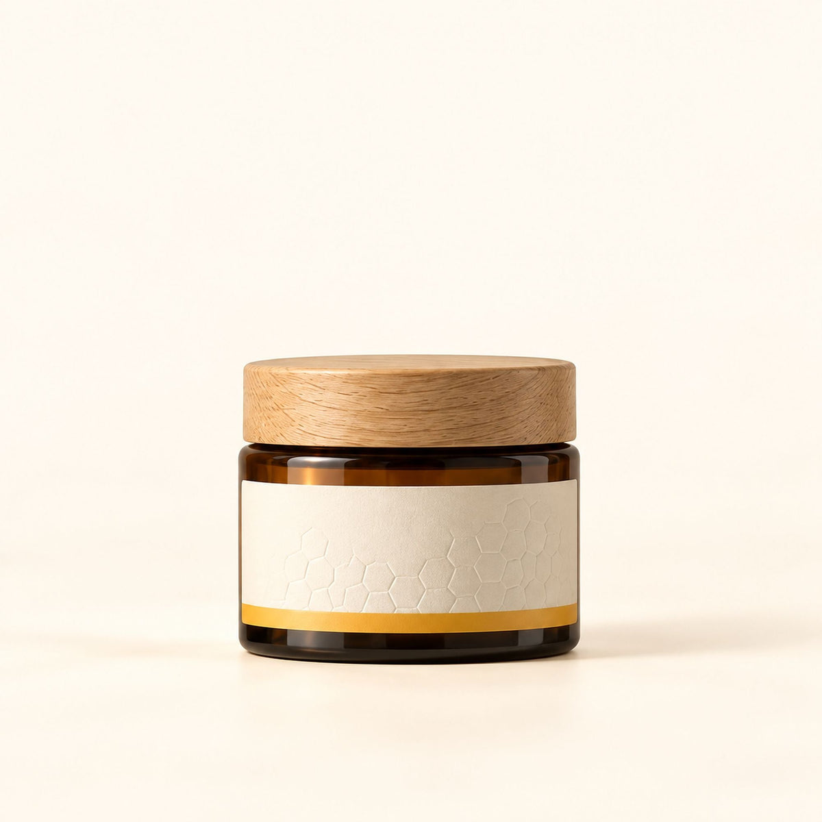 Crème Hydratante à la Gelée Royale, pot en verre ambré et couvercle en bois
